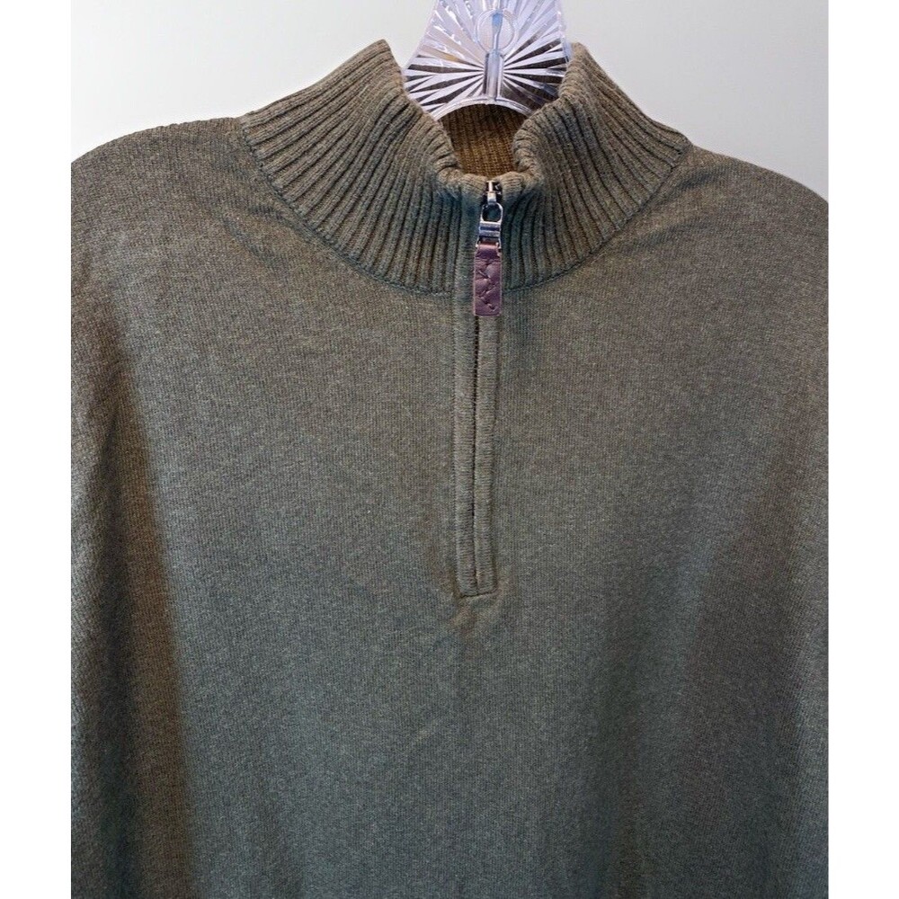 Eddie Bauer Sweater Men’s XL Cotton Cashmere Blend 1/4 Zip Pullover Olive Green